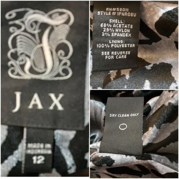 JAX Satin Dress Glam Ruffle One Shoulder 12 Built-in Cups Cocktail Party LBD - Picture 3 of 4